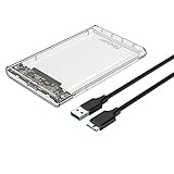 Neeyer 2.5" Hard Drive Enclosure, USB 3.0 to SATA III Clear External HDD/SSD Enclosure - Optimized for 9.5mm 7mm 2.5" SSD, Tool Free UASP 2TB Max 4TB