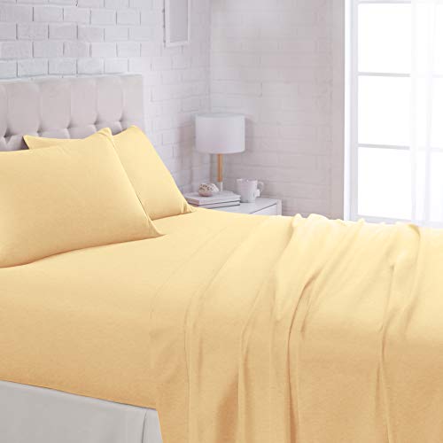 AmazonBasics Lightweight Super Soft Easy Care Microfiber Sheet Set with 16" Deep Pockets - Queen, Mustard Yellow