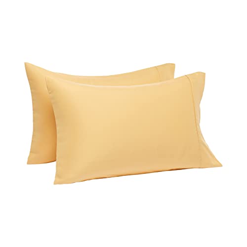 Book Cover Amazon Basics Lightweight Super Soft Easy Care Microfiber Pillowcases - 2-Pack, Standard, Mustard Yellow