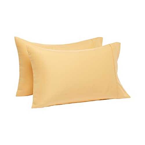 Amazon Basics Lightweight Super Soft Easy Care Microfiber Pillowcases - 2-Pack, Standard, Mustard Yellow