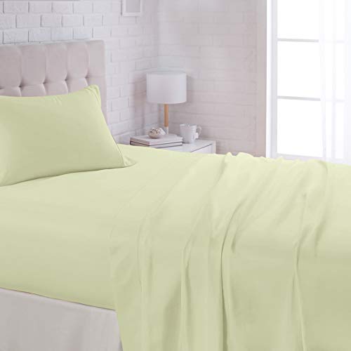 AmazonBasics Lightweight Super Soft Easy Care Microfiber Sheet Set with 16" Deep Pockets - Twin XL, Celadon Green
