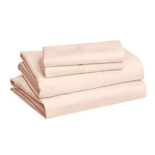 Amazon Basics Lightweight Super Soft Easy Care Microfiber Bed Sheet Set with 14â€ Deep Pockets - Queen, Blush Pink