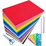 Supla 96 Sheets 16 Colors EVA Foam Handicraft Sheets 2mm Thick Craft Foam Sheets 9" x 6" Assorted Colorful Crafting Sponge with Stencils Ruler Scissor for Classroom Party Kids Art & Crafts Projects