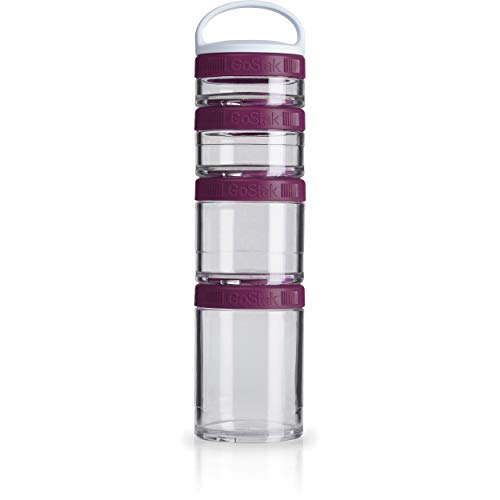 BlenderBottle C02504 GoStak Twist n' Lock Storage Jars 4-Piece Starter Pak Plum (Renewed)