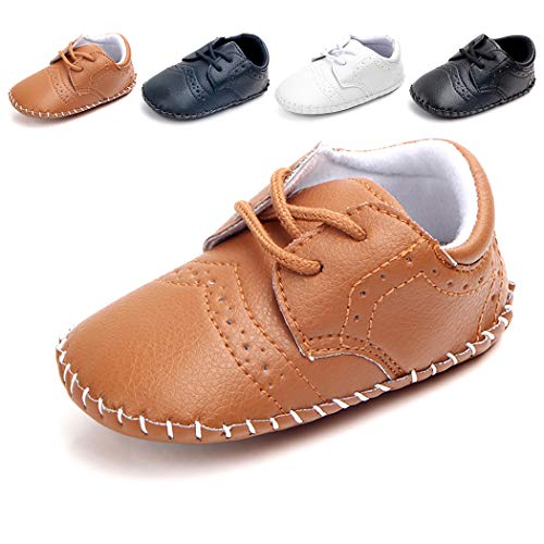 CINDEAR Baby Girls Boys Loafers, Cute Newborn Crib Shoes, PrewalkerPU Sneakers, Perfect for Baptism/Crawling/Wedding
