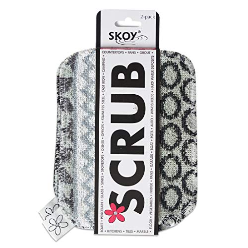 Skoy Scrub, Non-Scratching, Reusable Scrub for Kitchen and Household Use, Environmentally-Friendly, Dishwasher Safe, 2-Pack â€“ Monochromatic Colors