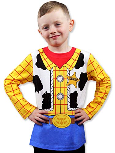 Book Cover Disney Toy Story Boys’ Woody Long Sleeve Costume T-Shirt for Infant, Toddler and Little Kids – Blue/Yellow