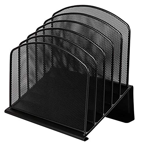 Desk Helpa Wire Mesh 5 Section Incline Sorter, Magazine Organizer, File Sorter, Commercial Grade, Desk Organizer, Black