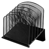 Desk Helpa Wire Mesh 5 Section Incline Sorter, Magazine Organizer, File Sorter, Commercial Grade, Desk Organizer, Black