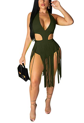 Yeshire Women's Halter Sexy V Neck Bandage Bodysuits Romper Jumpsuits One Piece Swimsuits