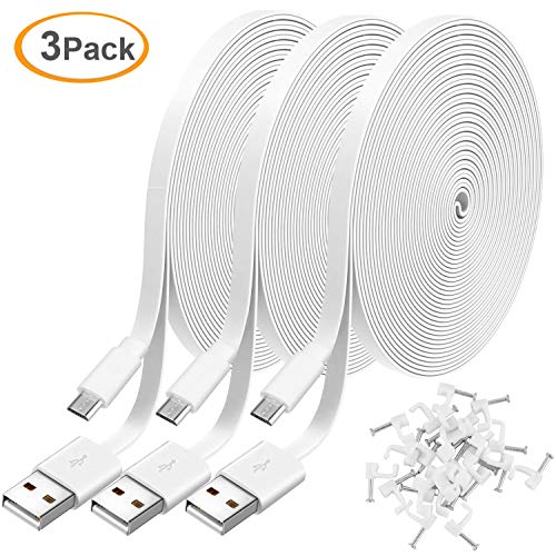 Book Cover 3 Pack 20FT Power Extension Cable Compatible with WyzeCam, Wyze Cam Pan, NestCam Indoor,Blink, Yi Camera,Amazon Cloud Camera,USB to Micro USB Durable Charging and Data Sync Cord
