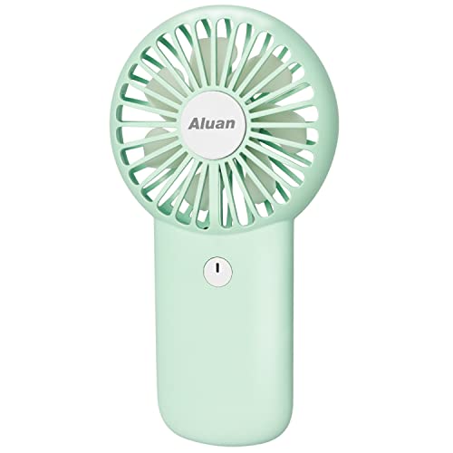 Aluan Handheld Fan Mini Portable Fan Powerful Personal Fans Speed Adjustable Battery Operated USB Rechargeable Eyelash Fan for Kids Women Men Indoor Outdoor Travel Cooling, Green