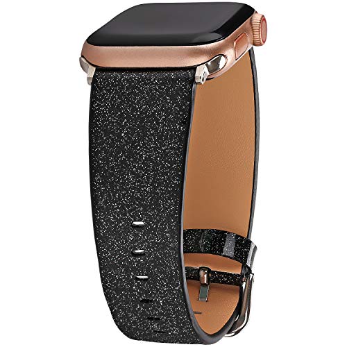 Book Cover Greaciary Glitter Bling Band Compatible for iWatch Band 38mm 40mm,Leather Luxury Shiny Sparkle Strap Wristbands Women Replacement for iWatch Series 5/4/3/2/1