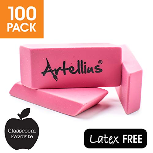 Book Cover Pink Erasers Pack of 100 - Large Size, Latex & Smudge Free - Bulk School Supplies for Classrooms, Teachers, Homeschool, Office, Art Class, and More!