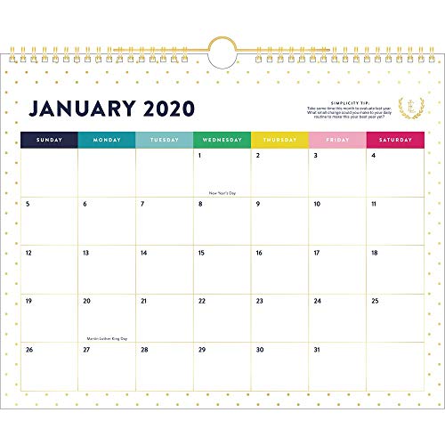 Simplified by Emily Ley 2020 Monthly Wall Calendar, 15" x 12", Medium, Gold Dot (EL300-707)