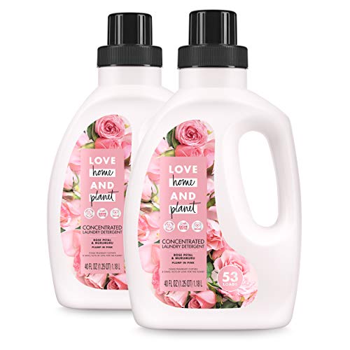 Love Home and Planet Concentrated Laundry Detergent Rose Petal & Mururmuru 40 oz, 2 Pack
