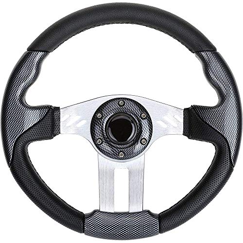Book Cover 10L0L Golf Cart Steering Wheel or Adapter, Universal Fit for Most Golf cart EZGO Club Car Yamaha (Black&Silver)