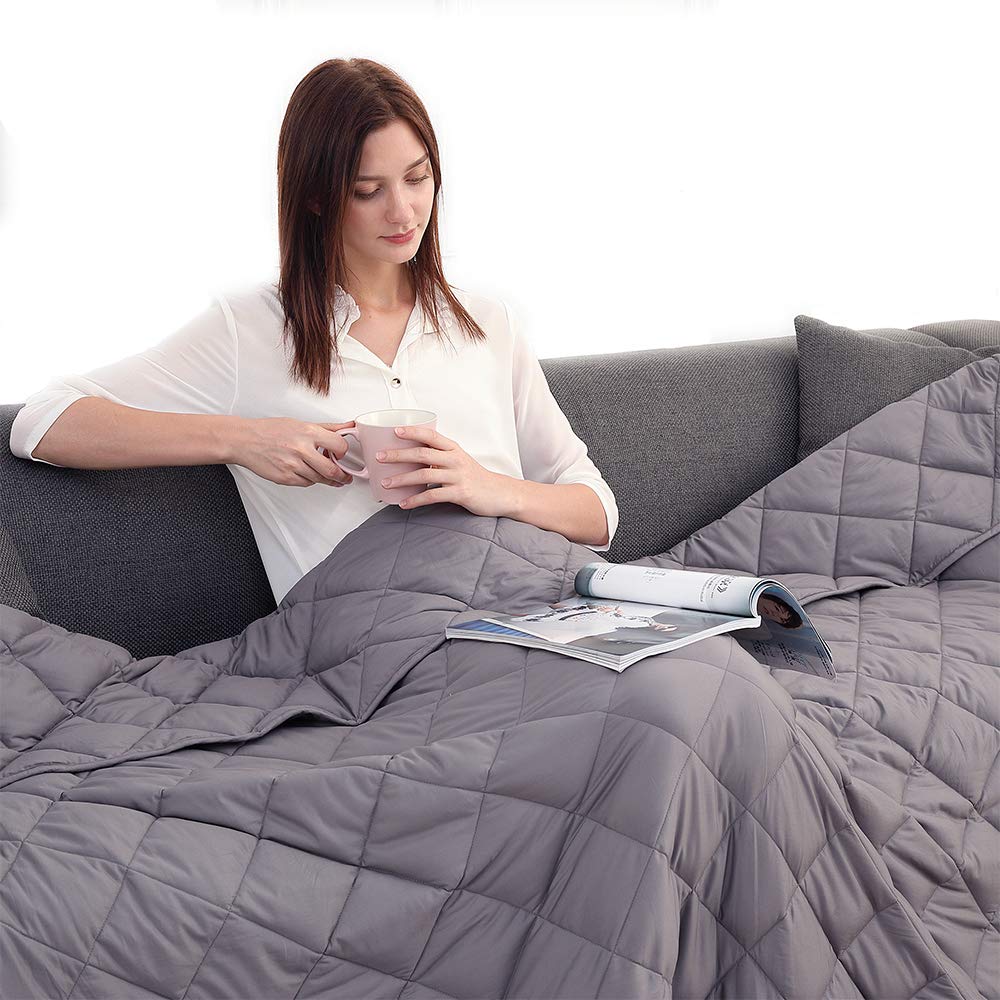 Esinfy Weighted Blanket Sofa Blanket Breathable Fabric | Improve Sleep Quality |100% Cotton |(Grey, 60"x80" 20 lbs)