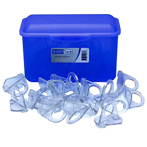 Sharp Tank Twist Loop Grid Clips - 40 Pc Set of Clear O-Ring Twist Lock Ceiling Hooks for Suspended Ceilings