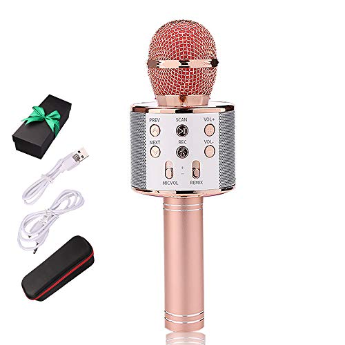 Karaoke Bluetooth Wireless Microphone 3 in 1 Portable Handheld Mic Speaker Machine for Company Meeting Family Kids Party - Compatible iPhone, Android, iPad, PC and All Smartphones