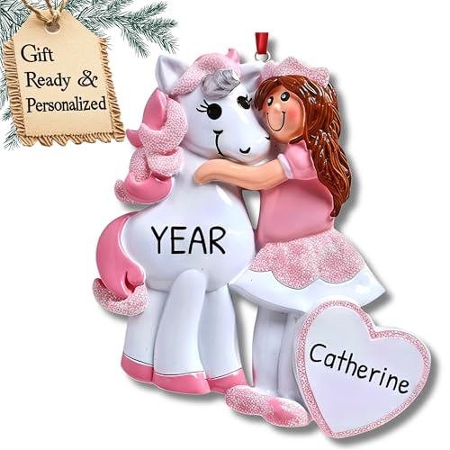 Personalized Unicorn Ornaments Christmas - Unicorn Tree Topper, Girly Ornaments, Unicorn Christmas Ornament, Unicorn Ornaments for Girls, Horse Ornaments - Princess and Unicorn - Free Customization