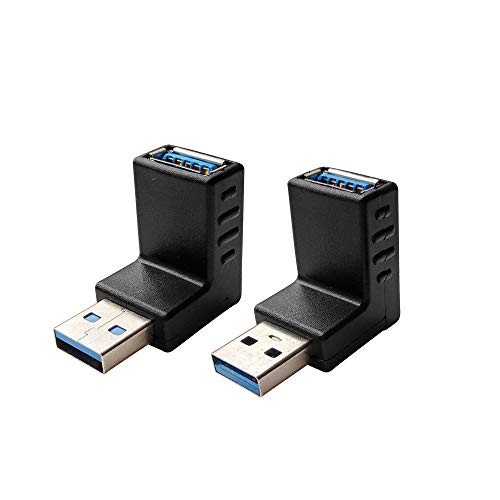 Posdou USB 3.0 Male to Female 90 Degree Right Angle Extension Adapter, USB Upward and Downward Connector