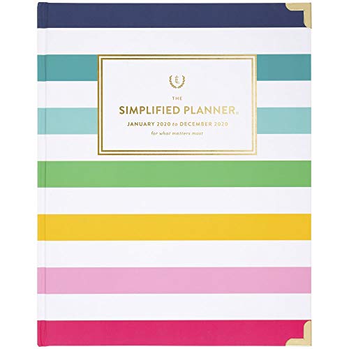 Simplified by Emily Ley 2020 Weekly & Monthly Planner, 8" x 10", Large, Hardcover, Happy Stripe (EL301-903-20)