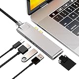Purgo 7-in-2 USB C Hub for 2020/2019-2016 MacBook Pro 16”,15”,13”, 2020-2018 MacBook Air, with Gigabit Ethernet, 4K HDMI, 40Gbps TB3, 100W PD, 2 USB 3.0 and SD/Micro Card Readers.