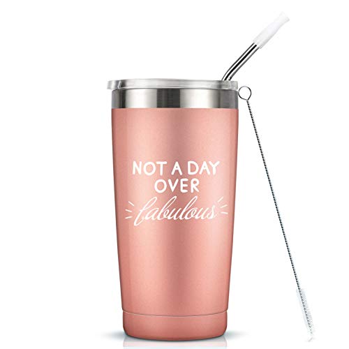 Book Cover Not A Day Over Fabulous - 20 Oz Stainless Steel Insulated Tumbler Cup with Lid- 21st 30th 40th 50th 60th 70th Birthday Gifts for Women Her Mom Grandma Friend Gift Ideas
