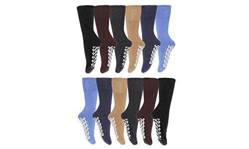 Book Cover 6 and 12 Pairs of Mens & Womens Non Skid/Slip Medical Socks, Cotton With Rubber Gripper Bottom, Assorted Colors