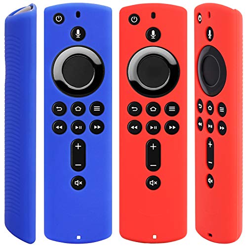 Book Cover [2 Pack] Silicone Cover Case for Fire TV Stick 4K / Fire TV (3rd Gen) Compatible with All-New 2nd Gen Alexa Voice Remote Control (Red and Blue)