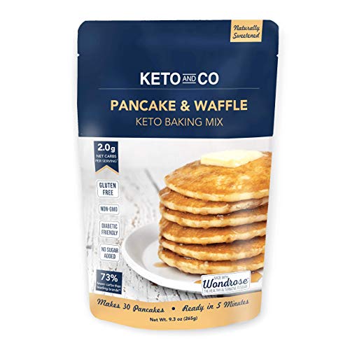 Book Cover Keto Pancake & Waffle Mix by Keto and Co | Fluffy, Gluten Free, Low Carb Pancakes | 2.0g Net Carbs per Serving | No Sugar Added | Diabetic & Keto Friendly | Makes 30 Pancakes