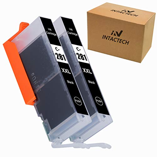 Book Cover Intactech 281xxl BK Compatible Ink Cartridges Replacement for Canon CLI-281 XXL Black Ink Tank CLI-281 BK Work with Pixma TS6120 TS8120 TR7520 TR8520 TS9120 TS6220 TS8220 TS9520 TS9521C TS702 Printers