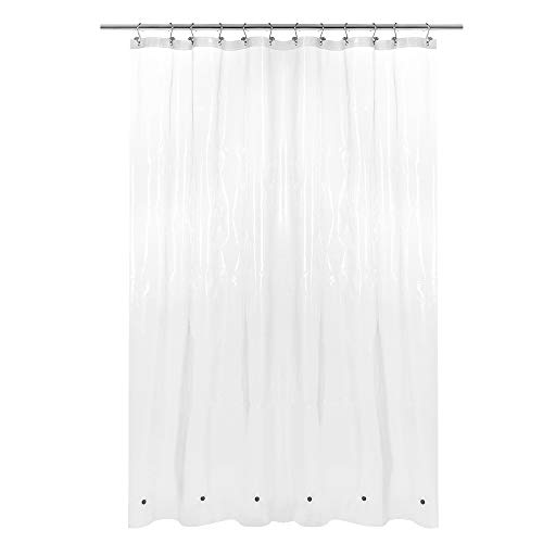 Book Cover Barossa Design Extra Long Shower Curtain or Liner 72x80-6 Magnets on Bottom, PEVA, Waterproof, PVC Free, Metal Grommets - 72 x 80 Inches, Clear
