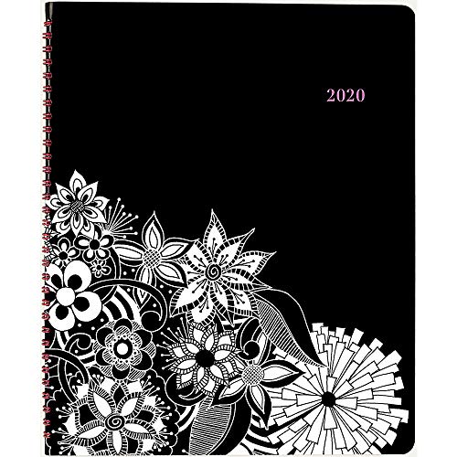 2020 Planner, Cambridge Weekly & Monthly Planner, 8-1/2" x 11", Large, FloraDoodle, Black and White (589-905), Model:589-905-20