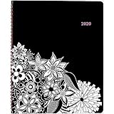 2020 Planner, Cambridge Weekly & Monthly Planner, 8-1/2" x 11", Large, FloraDoodle, Black and White (589-905), Model:589-905-20