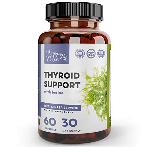 AMAZING NATURE Thyroid Support & Iodine Supplement – Metabolism & Energy Pills for Thyroid Health with Selenium, Magnesium & Adaptogens – Ashwagandha, L-Tyrosine, Kelp
