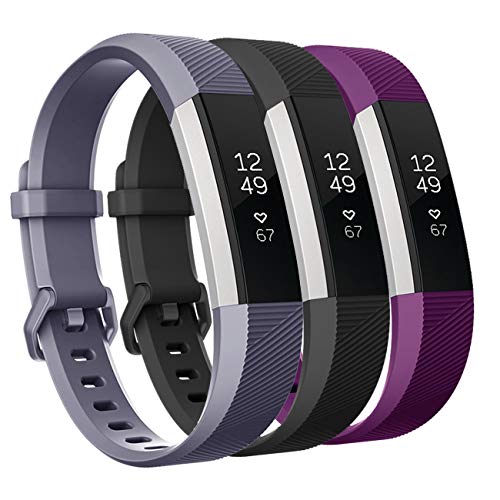 Keasy Bands Compatible with Alta and Alta HR Bands 3 Pack, Replacement Soft Silicone Wristbands with Secure Metal Buckle for Men Women