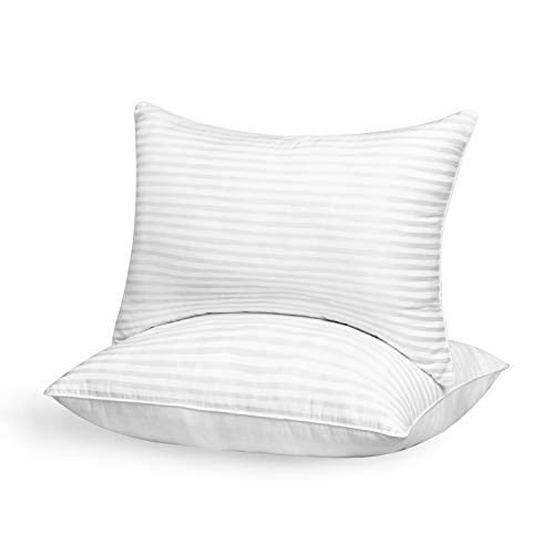 JUSPURBET Hotel Bed Pillow for Side Sleepers and Back Sleepers (2 Pack) - Luxury Plush Gel Best Pillow for Home,100% Cotton Cover - King Size