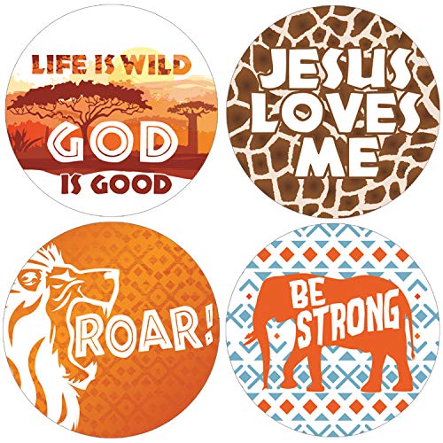 Safari Sunday School Stickers for Kids - 1.75 in - 40 Labels