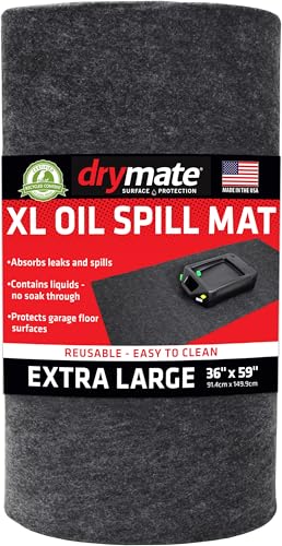 Drymate XL Oil Spill Mat (36" x 59"), Premium Absorbent Oil Mat â€“ Reusable/Durable/Waterproof â€“ Oil Pad Contains Liquids, Protects Garage Floor Surface (Made in The USA)
