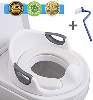Book Cover Potty Training Seat for Kids Toddlers Boys Girls Toilet Seat for Baby with Cushion Handle and Backrest Toddlers Toilet Training Seat for Baby Kids Toddlers