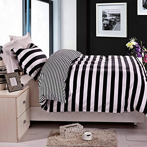 Book Cover NTBAY 2 Pieces Twin Duvet Cover Set, Black and White Stripe Printed Microfiber Reversible Design Comforter Cover Set for Kids, Stripe