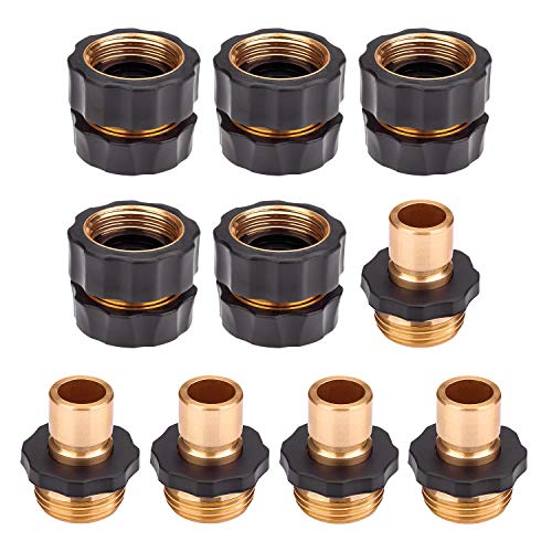 Book Cover 5 Set 10PCS Hose Quick Connector,3/4 Inch Garden Hose Fitting Quick Connector Adapter Female and Male