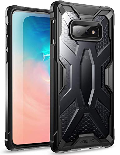 Poetic Galaxy S10e Case, Premium Hybrid Protective Clear Bumper Cover, Rugged Lightweight, Military Grade Drop Tested, Affinity Series, for Samsung Galaxy S10e 5.8 inch (2019), Frost Clear/Black