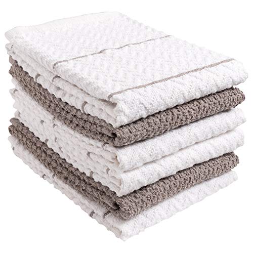 Book Cover KAF Home 100% Cotton Chevron Terry Towels | Set of 6 | Super Plush and Absorbent Terry Towels | A Great Value and Perfect for Kitchen and Household Messes (Gray)