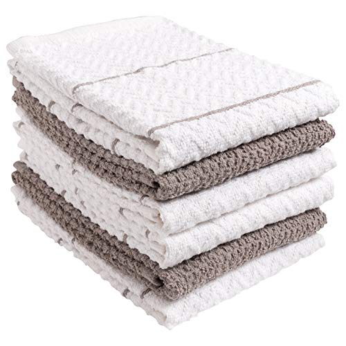 KAF Home 100% Cotton Chevron Terry Towels | Set of 6 | Super Plush and Absorbent Terry Towels | A Great Value and Perfect for Kitchen and Household Messes (Gray)