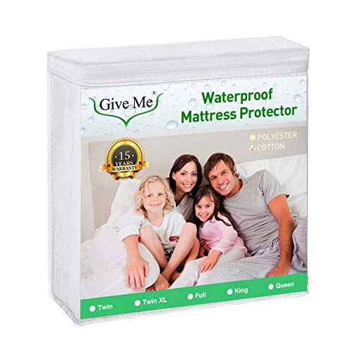 Give Me Twin Size MattressProtector, 100% Waterproof Mattress Pad Cover - Breathable Smooth Soft Cotton Terry Surface Matress Protector,Dust Proof - Fits 14" Deep - Easy Care