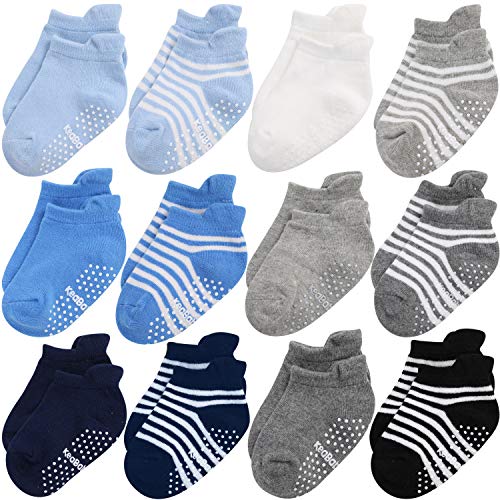 Book Cover Baby Non Slip Grip Toddler Socks - Ergonomic Anti Skid Sole Grips For Boys Girls Toddlers Kids Infant - 12-36 Months Soft & Breathable Cotton Socks Set For Baby Boy Kid (Blue Craft)