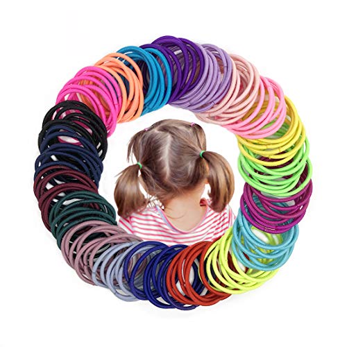 Book Cover Joyeah Baby Hair Ties for Girls 200 Pieces Multicolor Small Hair Elastics No Crease Ponytail Holder for Baby Girls Infants Toddlers (Diameter 2.5 cm)